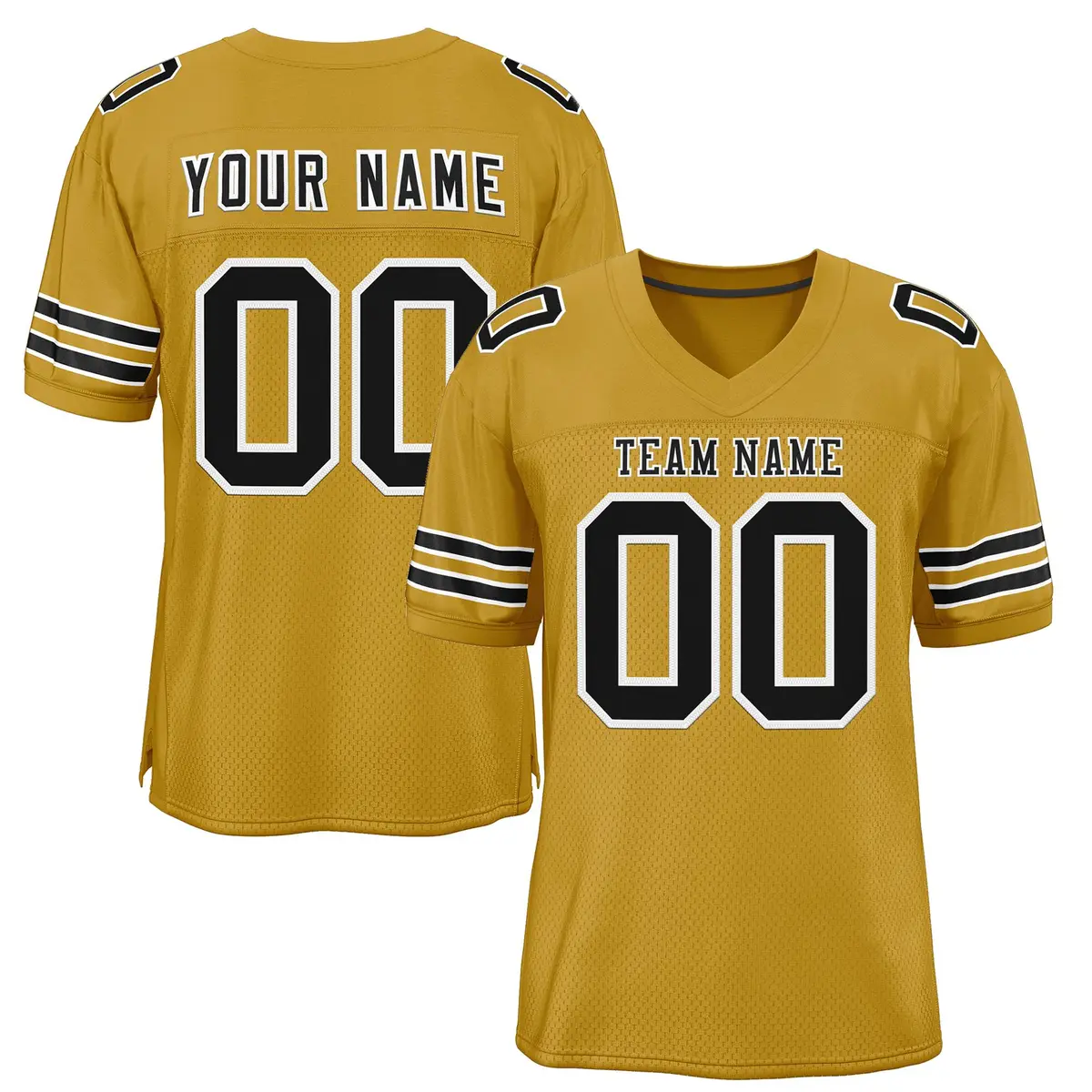 Old Gold Black-White Classic Style Authentic Football Jersey