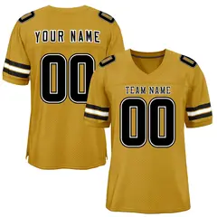 Old Gold Black-White Classic Style Mesh Football Jersey
