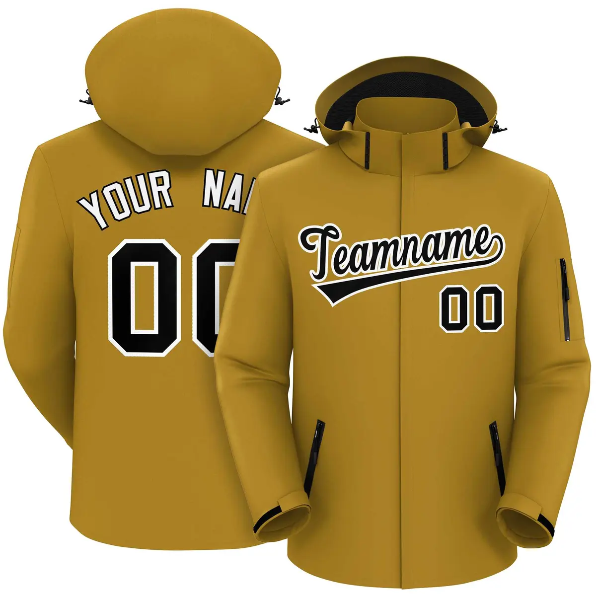 Old Gold Black-White Classic Style Waterproof Jacket