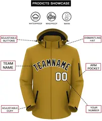 Old Gold Black-White Classic Style Waterproof Jacket 2