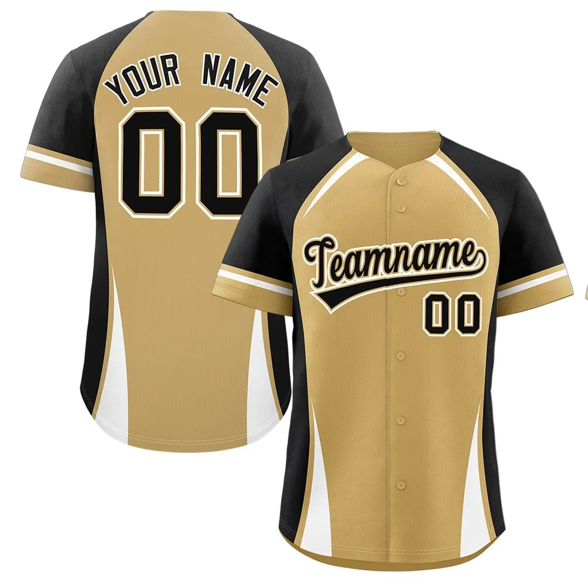 Old Gold Black-White Color Block Authentic Baseball Jersey