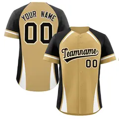 Old Gold Black-White Color Block Authentic Baseball Jersey