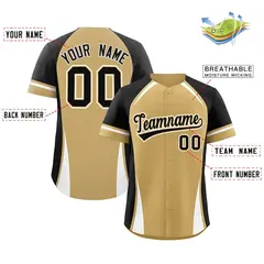 Old Gold Black-White Color Block Authentic Baseball Jersey 2
