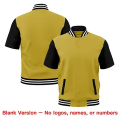 Old Gold Black White Full-Snap Short Sleeve Varsity Jacket 7