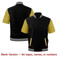 Old Gold Black White Full-Snap Short Sleeve Varsity Jacket 7