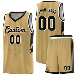 Old Gold Black White Gradient Star Graffiti Basketball Jersey