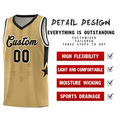 Old Gold Black White Gradient Star Graffiti Basketball Jersey 2