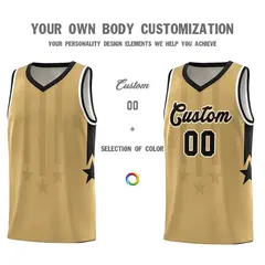 Old Gold Black White Gradient Star Graffiti Basketball Jersey 3