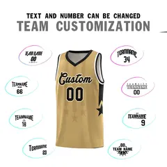 Old Gold Black White Gradient Star Graffiti Basketball Jersey 4