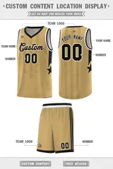 Old Gold Black White Gradient Star Graffiti Basketball Jersey 5