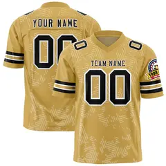 Old Gold Black-White Graffiti Line Authentic Football Jersey 1