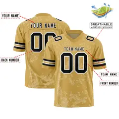 Old Gold Black-White Graffiti Line Authentic Football Jersey 2
