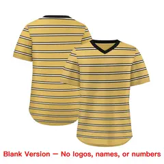 Old Gold Black-White Horizontal Stripe Pullover Baseball Jersey 3