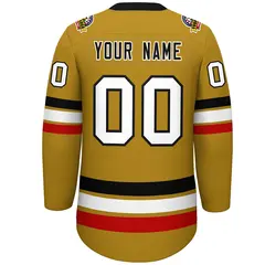 Old Gold Black-White Lace-Up Neck Hockey Jersey 4
