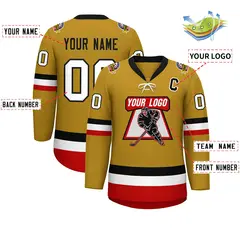 Old Gold Black-White Lace-Up Neck Hockey Jersey 2