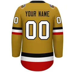 Old Gold Black-White Lace-Up Neck Hockey Jersey 4