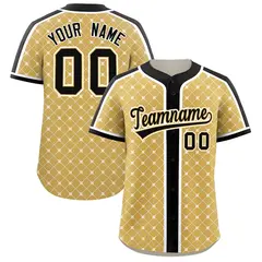Old Gold Black-White Plaid Authentic Baseball Jersey