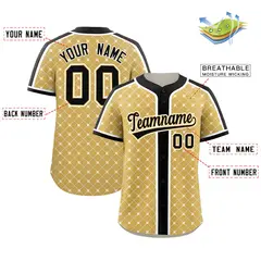 Old Gold Black-White Plaid Authentic Baseball Jersey 2