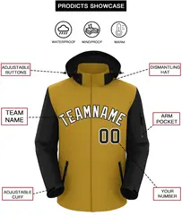 Old Gold Black-White Raglan Sleeves Waterproof Jacket 2