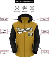 Old Gold Black-White Raglan Sleeves Waterproof Jacket 2
