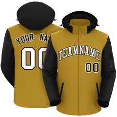 Old Gold Black-White Raglan Sleeves Waterproof Jacket 1
