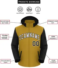Old Gold Black-White Raglan Sleeves Waterproof Jacket 2