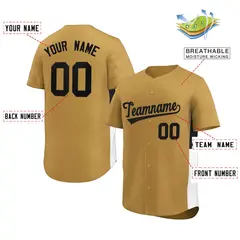 Old Gold Black-White Side Two-Tone Authentic Baseball Jersey 2