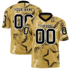 Old Gold Black White Star Graffiti Authentic Football Jersey 1