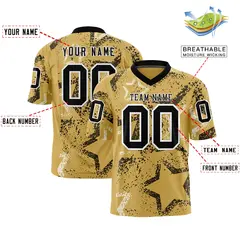 Old Gold Black White Star Graffiti Authentic Football Jersey 2