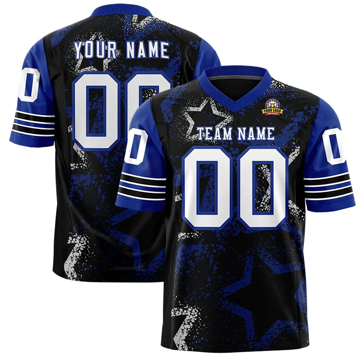 Old Gold Black White Star Pattern Authentic Football Jersey