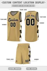 Old Gold Black-White Triangle Splicing Basketball Jersey 2