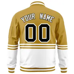 Old Gold Black-White Varsity Color Block Letterman Bomber Jacket 4