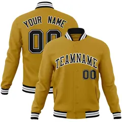 Old Gold Black-White Varsity Full-Snap Letterman Jacket 1