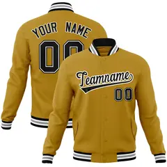 Old Gold Black-White Varsity Full-Snap Letterman Jacket 1