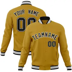 Old Gold Black-White Varsity Full-Snap Letterman Jacket 1