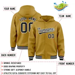Old Gold Black-White Varsity Full-Snap Letterman Jacket Hoodie 4