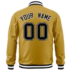 Old Gold Black-White Varsity Full-Zip Letterman Bomber Jacket 4