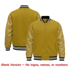 Old Gold Black White Varsity Jacket with Faux Leather Sleeves 6