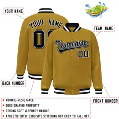 Old Gold Black-White Varsity Letterman Baseball Jacket 2