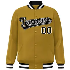 Old Gold Black-White Varsity Letterman Baseball Jacket 3