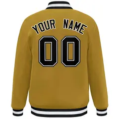 Old Gold Black-White Varsity Letterman Baseball Jacket 4