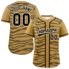 Old Gold Black Zebra Graffiti Authentic Baseball Jersey 1
