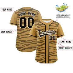 Old Gold Black Zebra Graffiti Authentic Baseball Jersey 2