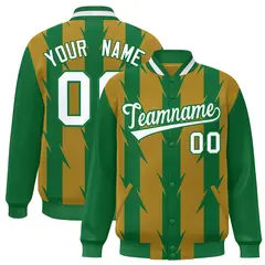 Old Gold Blade Pattern Raglan Varsity Letterman Baseball Jacket