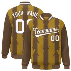 Old Gold Blade Pattern Raglan Varsity Letterman Baseball Jacket