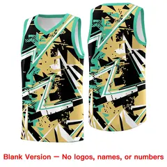 Old Gold Bright Green Abstract Graffiti Wrinkle-Resistant Basketball Jersey 6