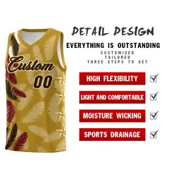 Old Gold Brown Feather Series Graffiti Pattern Basketball Jersey 2