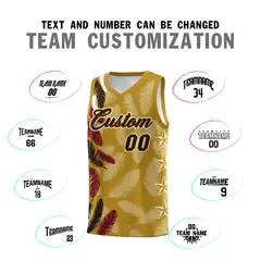 Old Gold Brown Feather Series Graffiti Pattern Basketball Jersey 4