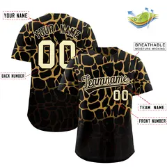Old Gold Brown Giraffe Graffiti Pattern Baseball Jersey 2