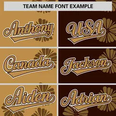 Old Gold Brown Split Flower Graffiti Baseball Jersey 3